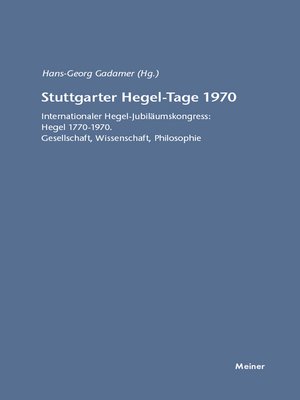 cover image of Stuttgarter Hegel-Tage 1970